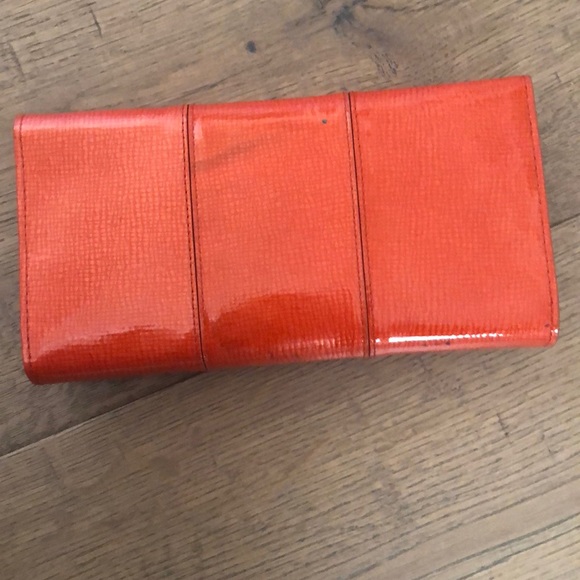 COLE HAAN Red Patent Leather Bifold Snap Flap Credit Card Wallet Clutch - Picture 7 of 11